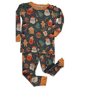 Little One Shop Christmas Pajama Set 12-18M Santa Gingerbread‎ Trees